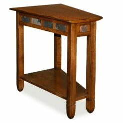 Oak And Slate Tile Recliner Wedge Table In Rustic Oak