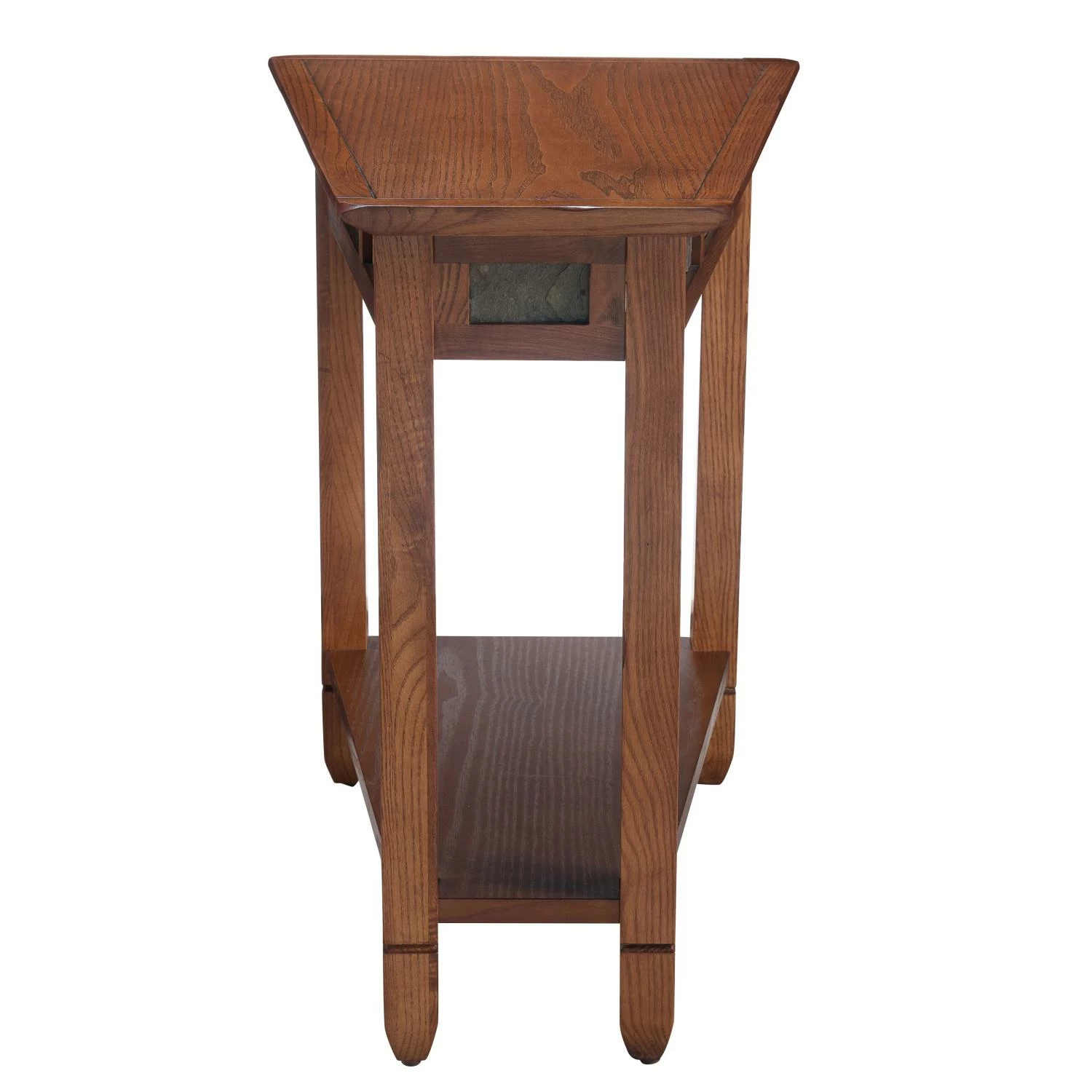 Oak And Slate Tile Recliner Wedge Table In Rustic Oak 6 Oak And Slate Tile Recliner Wedge Table In Rustic Oak - Image 6