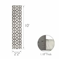 Rixelle Runner With Soft Shag In Geo Ivory/Charcoal, 2-Foot-2-Inch By 10-Foot -US Home Sales Store rixelle soft shag geo ivory charcoal runner 2 by 10 6