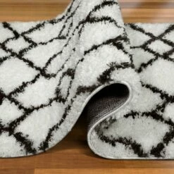 Rixelle Runner With Soft Shag In Geo Ivory/Charcoal, 2-Foot-2-Inch By 10-Foot -US Home Sales Store rixelle soft shag geo ivory charcoal runner 2 by 10 8