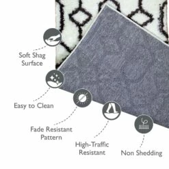 Rixelle Runner With Soft Shag In Geo Ivory/Charcoal, 2-Foot-2-Inch By 10-Foot -US Home Sales Store rixelle soft shag geo ivory charcoal runner 2 by 10 9