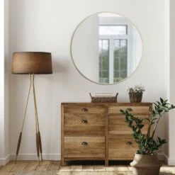 Kenna Round Wall Mirror With Gold Frame, 36-Inch -US Home Sales Store round 36 inch gold mirror 9