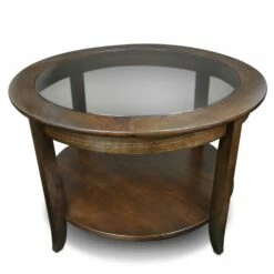 Round Coffee Table In Chocolate Oak -US Home Sales Store round coffee table chocolate oak 4