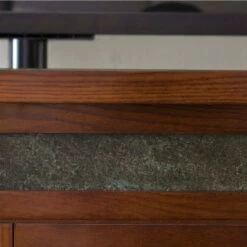 TV Console With Slate Tiles In Distressed Rustic Autumn, 56-Inch -US Home Sales Store rustic oak tv console 62 inch 5