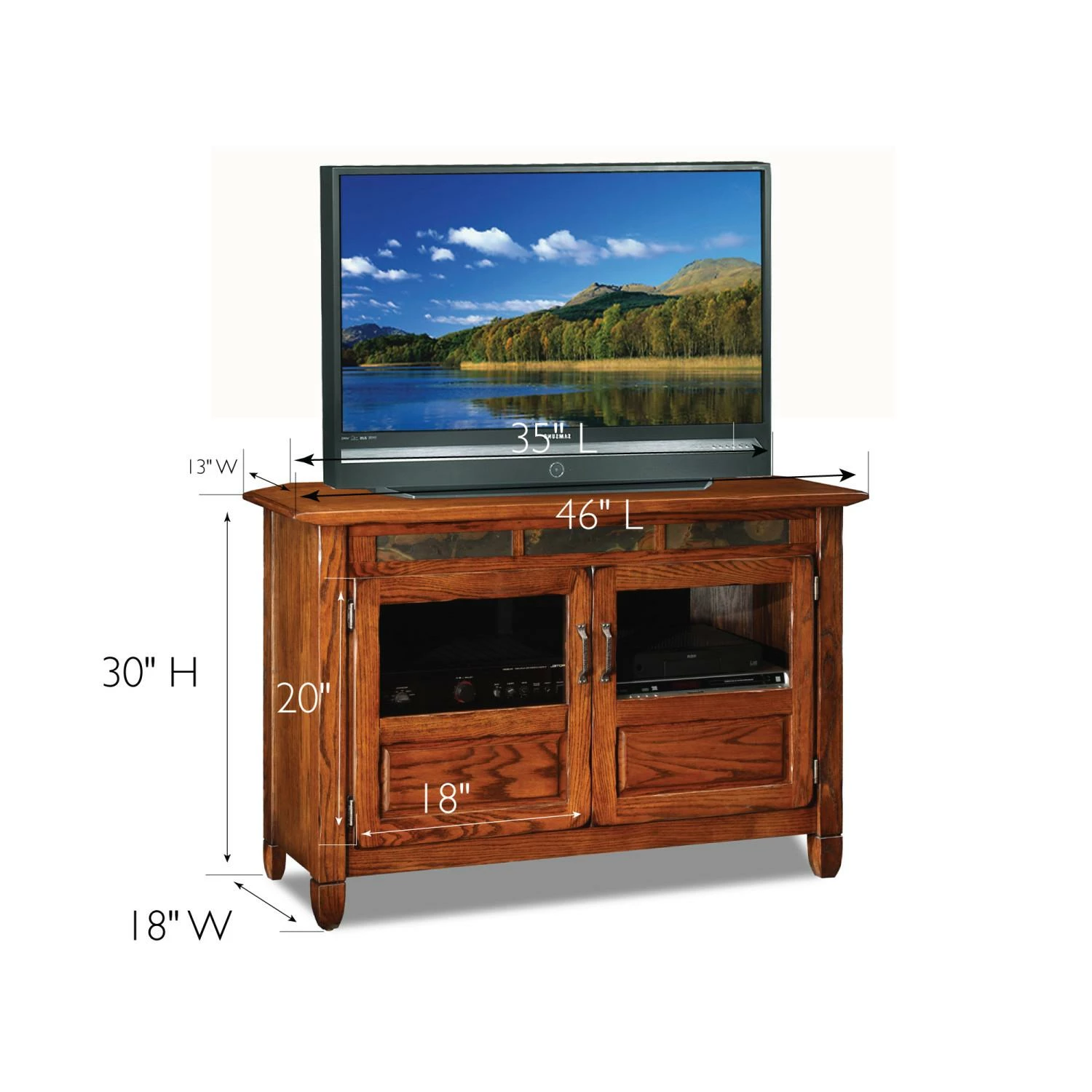 Rustic Oak TV Stand In Distressed Rustic Autumn, 46-Inch 2 Rustic Oak TV Stand In Distressed Rustic Autumn, 46-Inch - Image 2