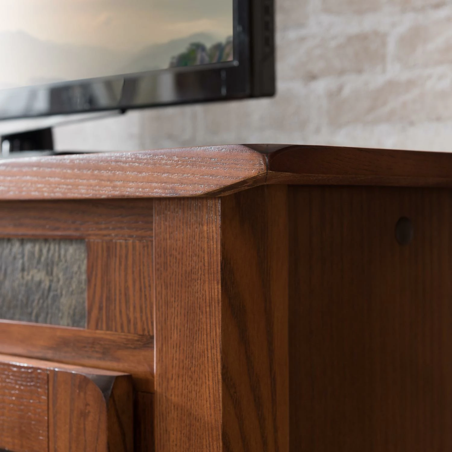 Rustic Oak TV Stand In Distressed Rustic Autumn, 46-Inch 6 Rustic Oak TV Stand In Distressed Rustic Autumn, 46-Inch - Image 6