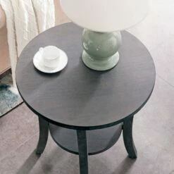 Rustic Wire Brushed Driftwood Round Side Table In Rustic Gray -US Home Sales Store rustic wire driftwood side table gray 6