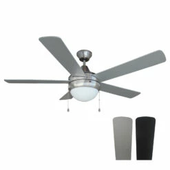 Sadie LED Indoor Ceiling Fan In Brushed Nickel, 52-Inch