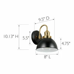 Savannah Wall Light In Matte Black And Satin Gold -US Home Sales Store savannah matte black satin gold 1 light wall light 6