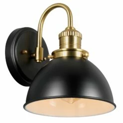 Savannah Wall Light In Matte Black And Satin Gold -US Home Sales Store savannah matte black satin gold 1 light wall light 8