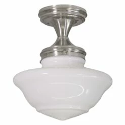 Schoolhouse Ceiling Light In Satin Nickel