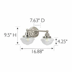 Schoolhouse Wall Light In Satin Nickel, 2-Light 9 Schoolhouse Wall Light In Satin Nickel, 2-Light -US Home Sales Store schoolhouse wall light satin nickel 4