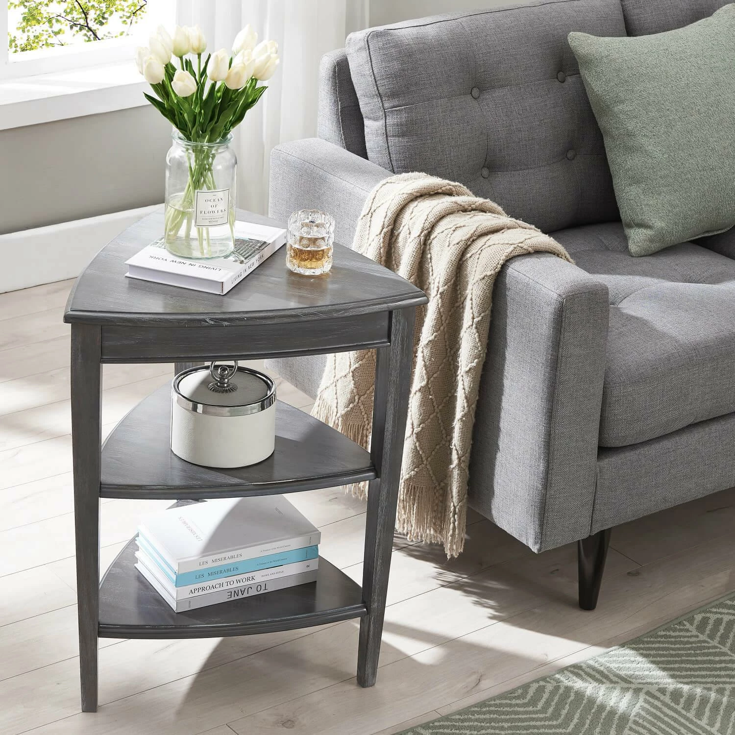 Shield Tier Table In Rustic Gray 2 Shield Tier Table In Rustic Gray - Image 2