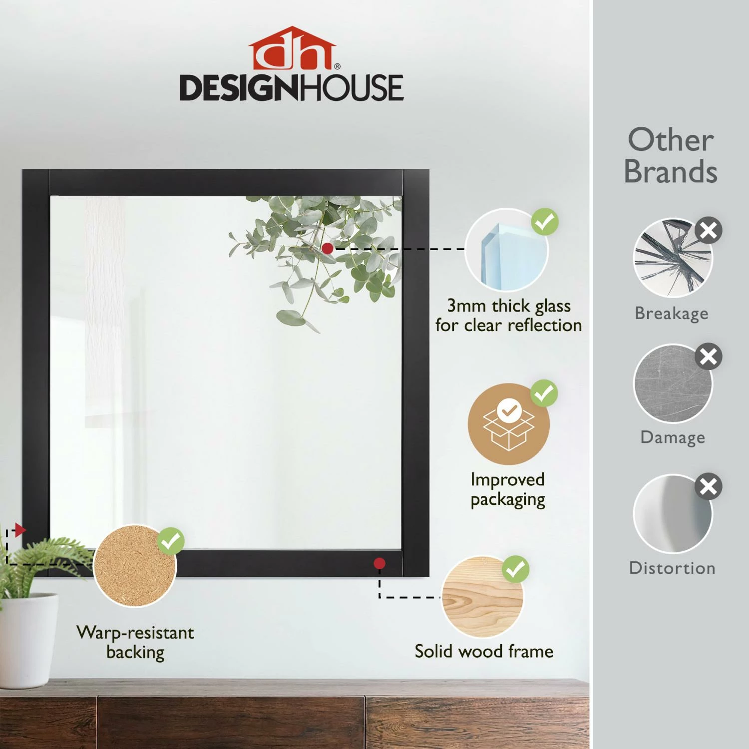 Shorewood Square Wooden Wall Mirror In Espresso, 30-Inch 4 Shorewood Square Wooden Wall Mirror In Espresso, 30-Inch - Image 4