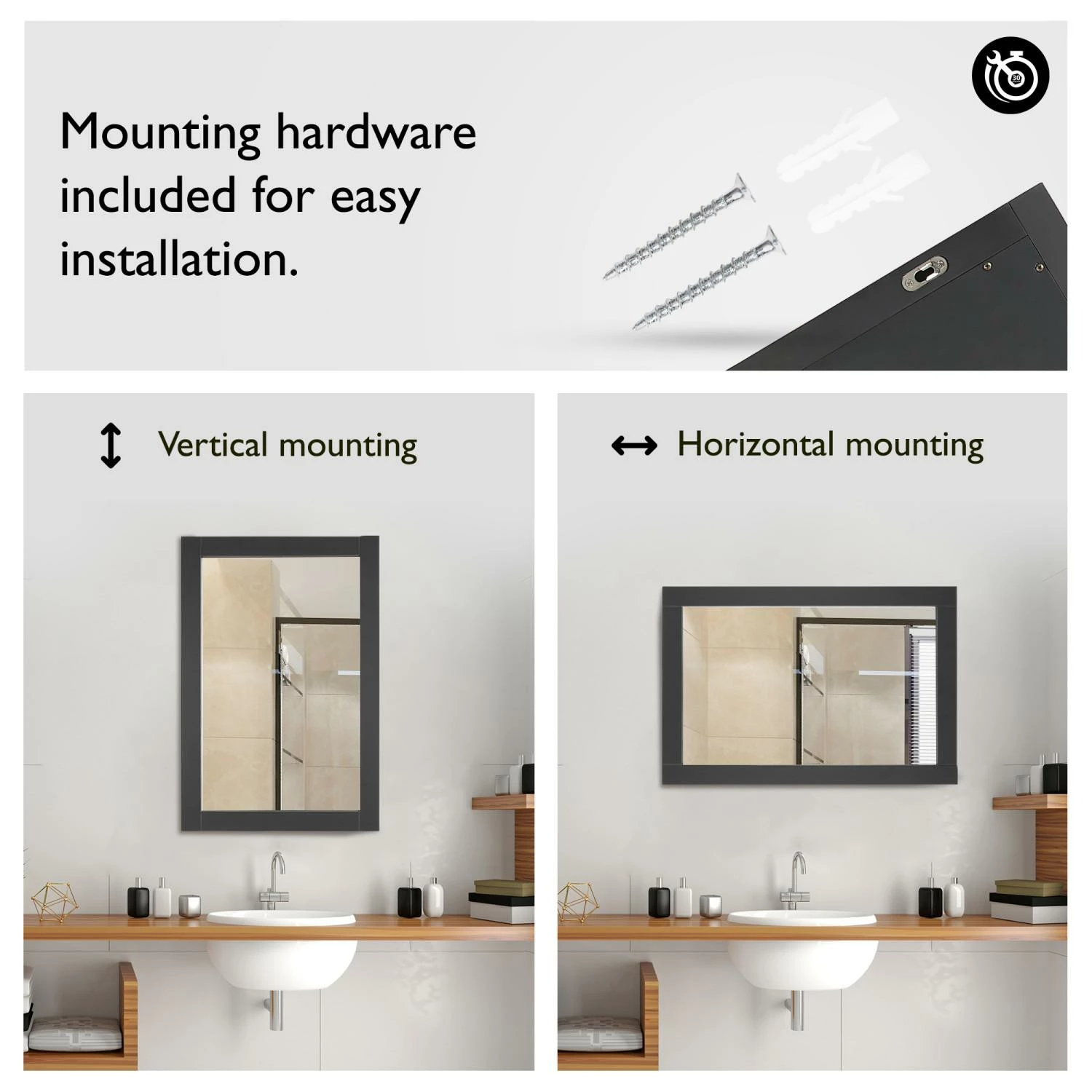 Shorewood Framed Mirror In Matte Black, 24-Inch 9 Shorewood Framed Mirror In Matte Black, 24-Inch - Image 9