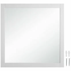 Shorewood Square Wooden Wall Mirror In White, 30-Inch