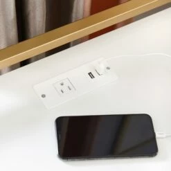 Claudette Side Table With A/C And USB Charger In White And Gold 17 Claudette Side Table With A/C And USB Charger In White And Gold -US Home Sales Store side table gold metal white 7