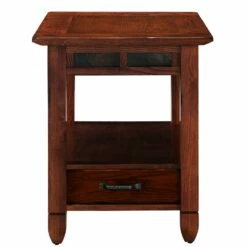 Slatestone End Table In Distressed Rustic Oak