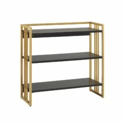 Slatted Bookshelf In Black And Gold