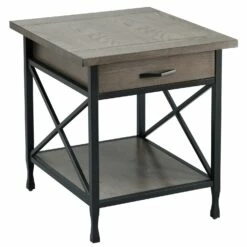 X Design End Table In Smoke Gray