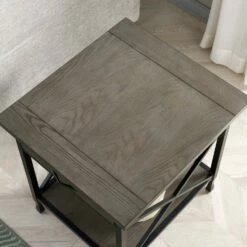 X Design End Table In Smoke Gray -US Home Sales Store smoke gray matte black drawer end table 7