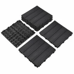 Square Deck Tiles In Modern Ebony, 6-Pack