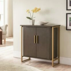 Talia Foyer Cabinet In Anthracite And Gold -US Home Sales Store talia anthracite gold cabinet 3