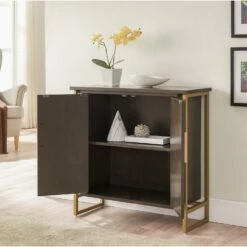 Talia Foyer Cabinet In Anthracite And Gold -US Home Sales Store talia anthracite gold cabinet 4