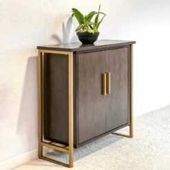 Talia Foyer Cabinet In Anthracite And Gold -US Home Sales Store talia anthracite gold cabinet 9