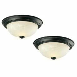 Traditional Ceiling Light In Oil-Rubbed Bronze, 2-Light, 2-Pack