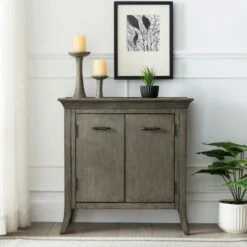 Traditional Tray Edge Foyer Cabinet In Smoke Gray -US Home Sales Store traditional tray edge cabinet smoke gray 3