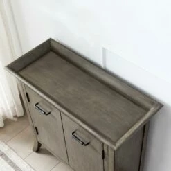Traditional Tray Edge Foyer Cabinet In Smoke Gray -US Home Sales Store traditional tray edge cabinet smoke gray 6