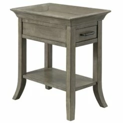 Traditional Tray Edge End Table In Smoke Gray
