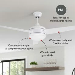 Treviento LED Reverse Airflow Ceiling Fan In White, 52-Inch -US Home Sales Store treviento white 52 inch led reverse airflow ceiling fan 2