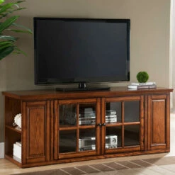 TV Stand In Burnished Oak, 62-Inch
