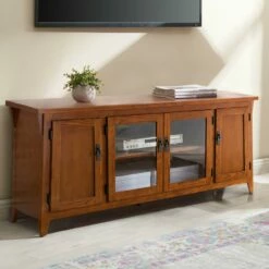 Mission TV Stand With Legs In Russet, 60-Inch