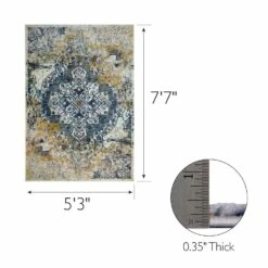 Vienne Area Rug In Vintage Faded Ivory/Navy 5-ft-3-in X 7-ft-7-in -US Home Sales Store vienne vintage faded ivory navy area rug 5 by 7 4