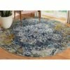 Vienne Round Area Rug Vintage Faded Ivory/Navy, 5-Foot-3-Inch