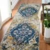 Vienne Runner In Vintage Faded Ivory/Navy, 2-Ft-2-In By 7-Ft-7-In