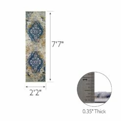 Vienne Runner In Vintage Faded Ivory/Navy, 2-Ft-2-In By 7-Ft-7-In -US Home Sales Store vienne vintage faded ivory navy runner 2 by 7 3