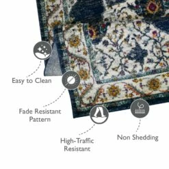 Wendlyn Medallion Area Rug In Vintage Multicolor 5-ft 3-in X 7-ft 7-in -US Home Sales Store vintage rug 5 foot 3 inch by 7 foot 7 inch 2