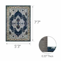 Wendlyn Medallion Area Rug In Vintage Multicolor 5-ft 3-in X 7-ft 7-in -US Home Sales Store vintage rug 5 foot 3 inch by 7 foot 7 inch 4