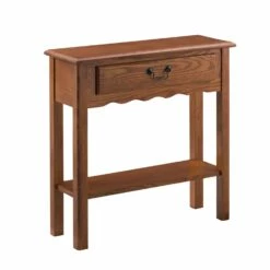 Wave Console Table In Medium Oak