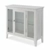 Entryway Curio Cabinet With Interior Light In Weathered White