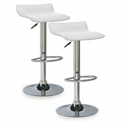 Adjustable Swivel Stool In White, Set Of 2