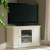 Corner TV Stand In White, 47-Inch