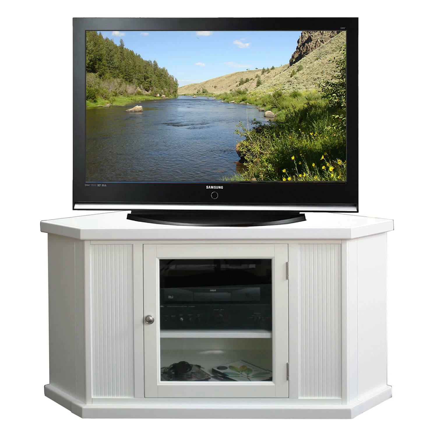 Corner TV Stand In White, 47-Inch 4 Corner TV Stand In White, 47-Inch - Image 4