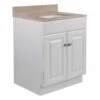 Wyndham Ready To Assemble Vanity With Golden Sand Granite Top In White, 24-Inch