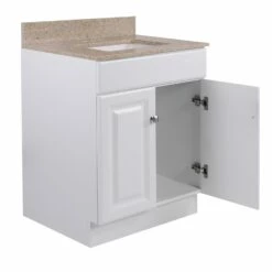 Wyndham Ready To Assemble Vanity With Golden Sand Granite Top In White, 24-Inch -US Home Sales Store wyndham 24 inch granite golden sand white vanity 4