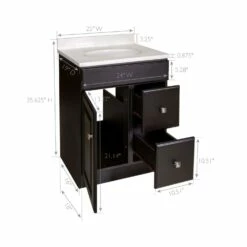 Wyndham Vanity With White Cultured Marble Top In Espresso, 25in X 19in 9 Wyndham Vanity With White Cultured Marble Top In Espresso, 25in X 19in -US Home Sales Store wyndham 25 inch x 19 inch espresso white marble vanity 3